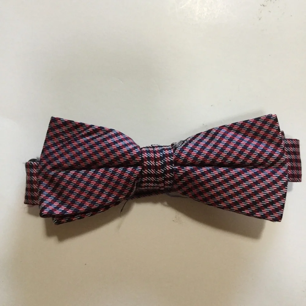 J. Kahaki Bow Tie Red Plaid Gray Black Little Boys Hook Closure Preppy Holiday
